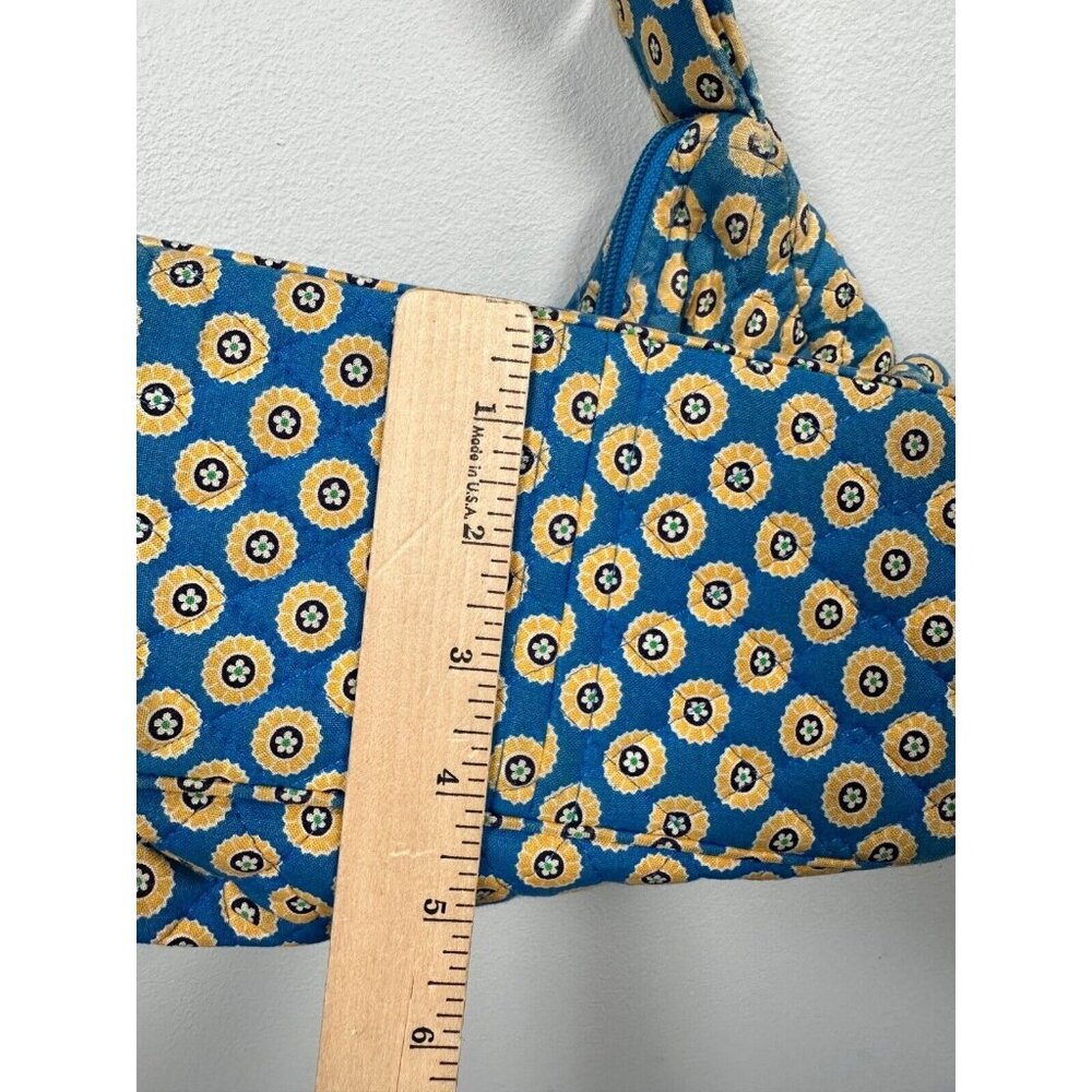Vera Bradley Floral Shoulder Bag Yellow‎ Blue Zip Pockets Adjustable - Picture 9 of 16